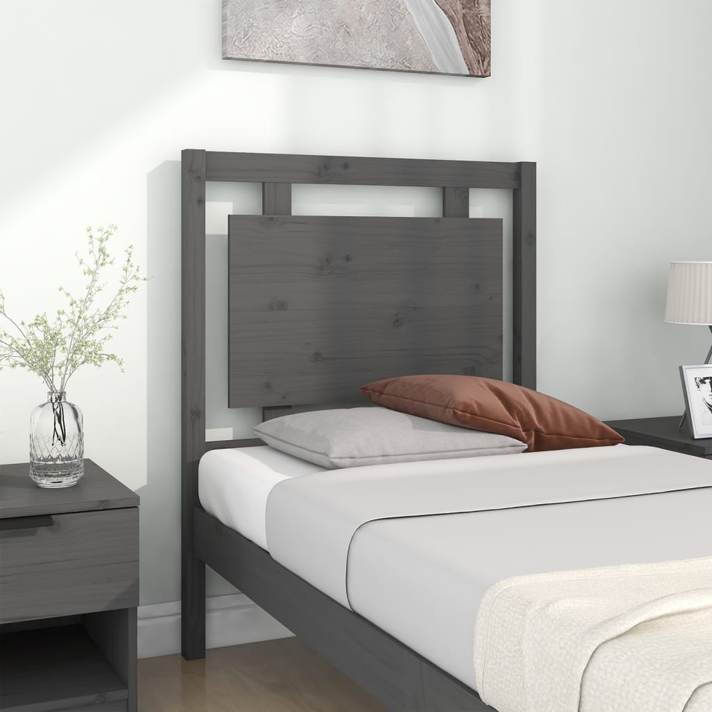 Bed Headboard Grey 80.5x4x100 cm Solid Pine Wood