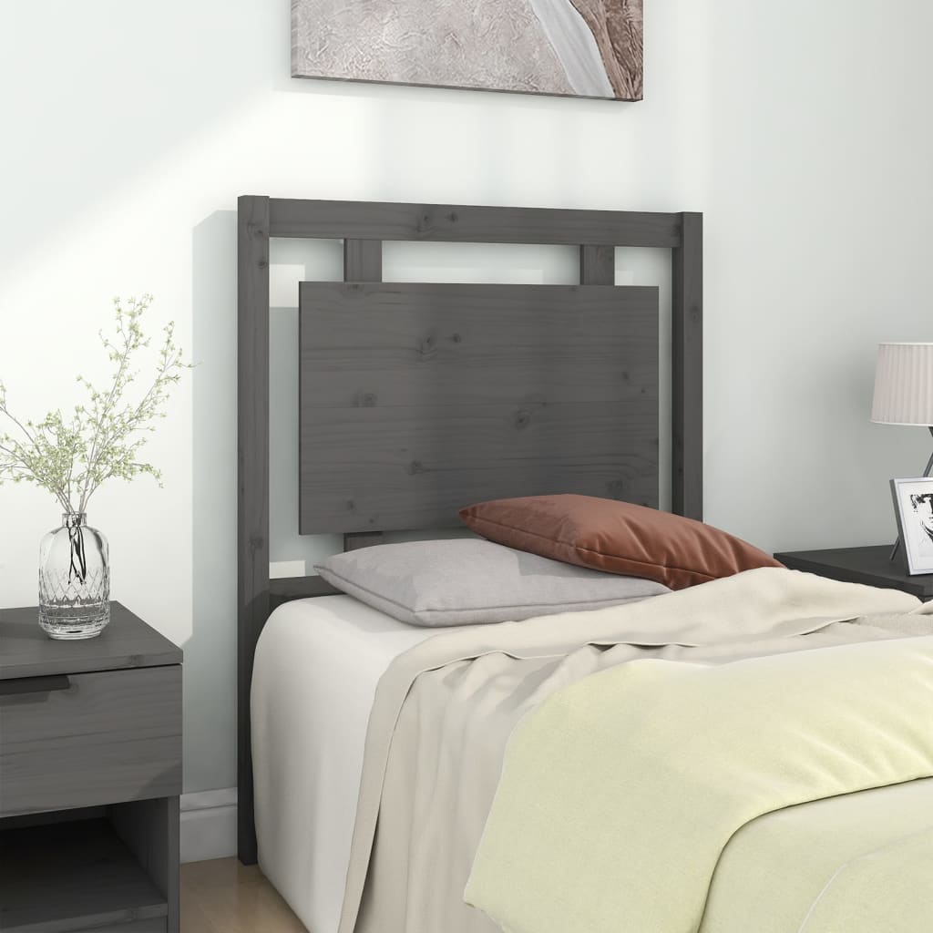 Bed Headboard Grey 80.5x4x100 cm Solid Pine Wood