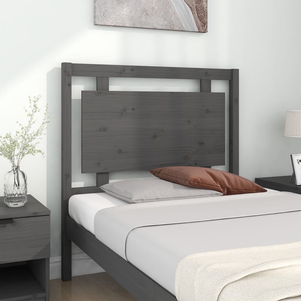 Bed Headboard Grey 95.5x4x100 cm Solid Pine Wood