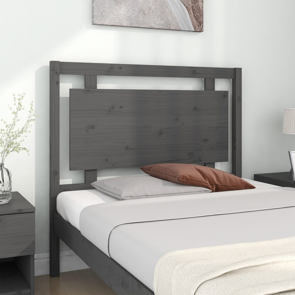 Bed Headboard Grey 105.5x4x100 cm Solid Pine Wood