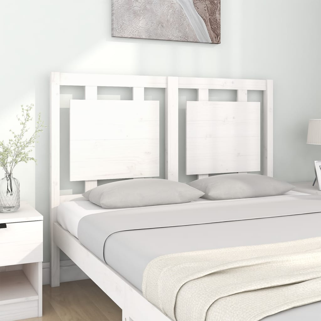 Bed Headboard White 125.5x4x100 cm Solid Pine Wood