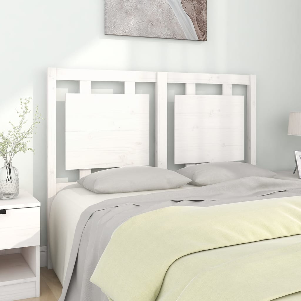 Bed Headboard White 125.5x4x100 cm Solid Pine Wood