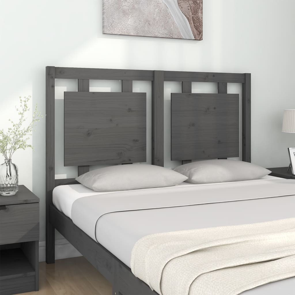 Bed Headboard Grey 125.5x4x100 cm Solid Pine Wood