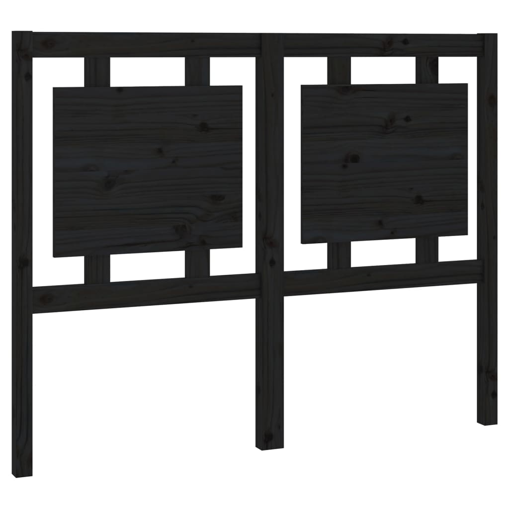 Bed Headboard Black 125.5x4x100 cm Solid Pine Wood