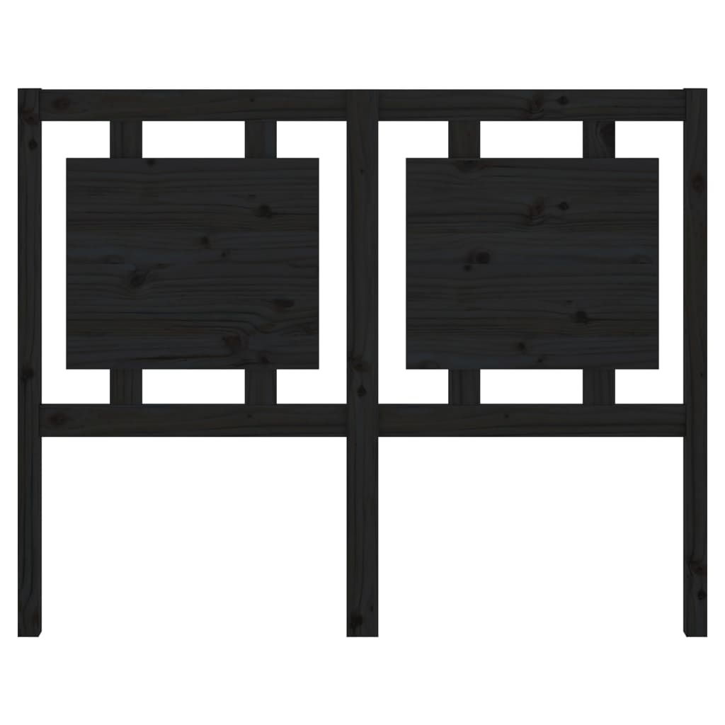 Bed Headboard Black 125.5x4x100 cm Solid Pine Wood