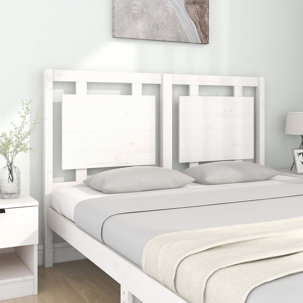 Bed Headboard White 140.5x4x100 cm Solid Pine Wood