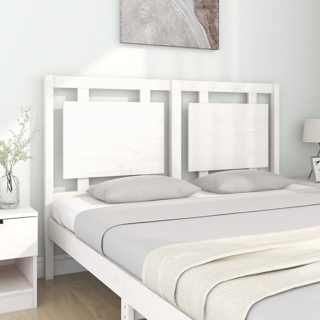 Bed Headboard White 145.5x4x100 cm Solid Pine Wood