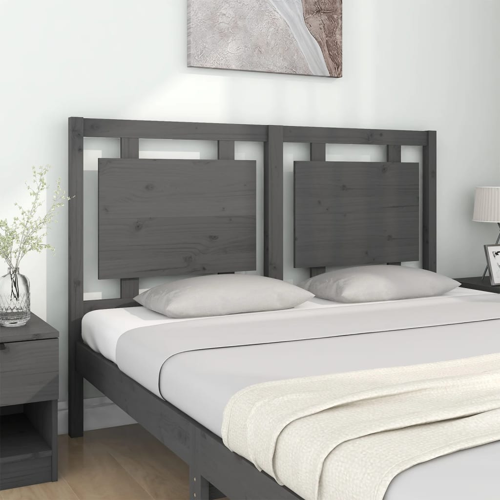 Bed Headboard Grey 145.5x4x100 cm Solid Pine Wood