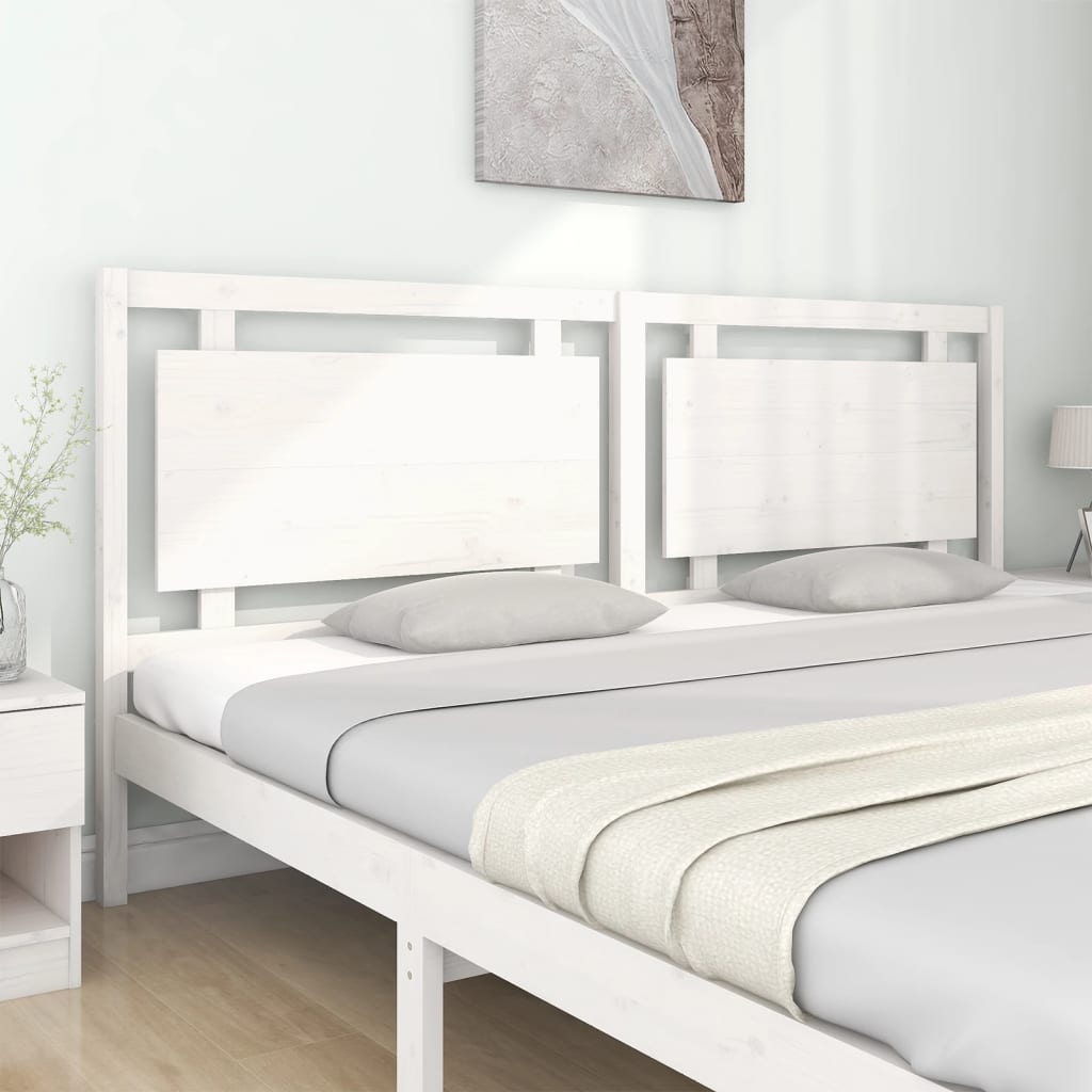 Bed Headboard White 205.5x4x100 cm Solid Pine Wood