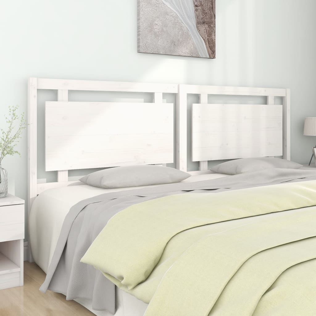 Bed Headboard White 205.5x4x100 cm Solid Pine Wood