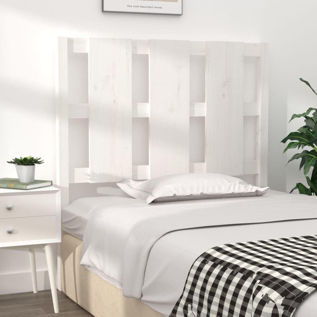Bed Headboard White 105.5x4x100 cm Solid Wood Pine