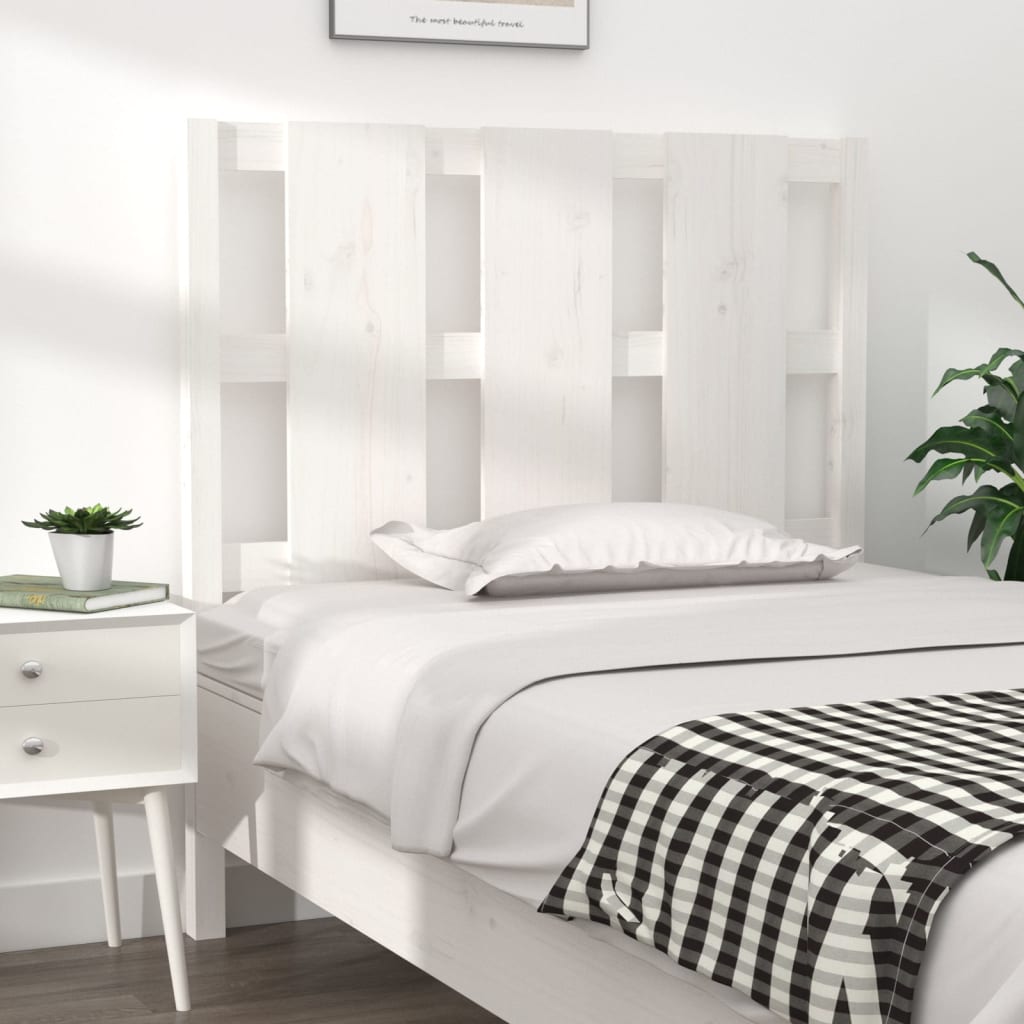 Bed Headboard White 105.5x4x100 cm Solid Wood Pine