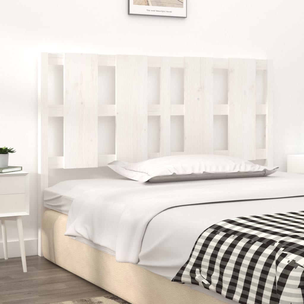 Bed Headboard White 125.5x4x100 cm Solid Wood Pine