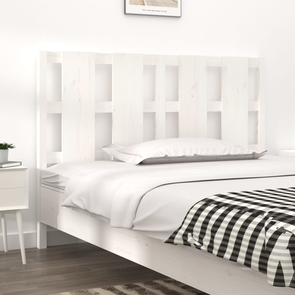 Bed Headboard White 125.5x4x100 cm Solid Wood Pine