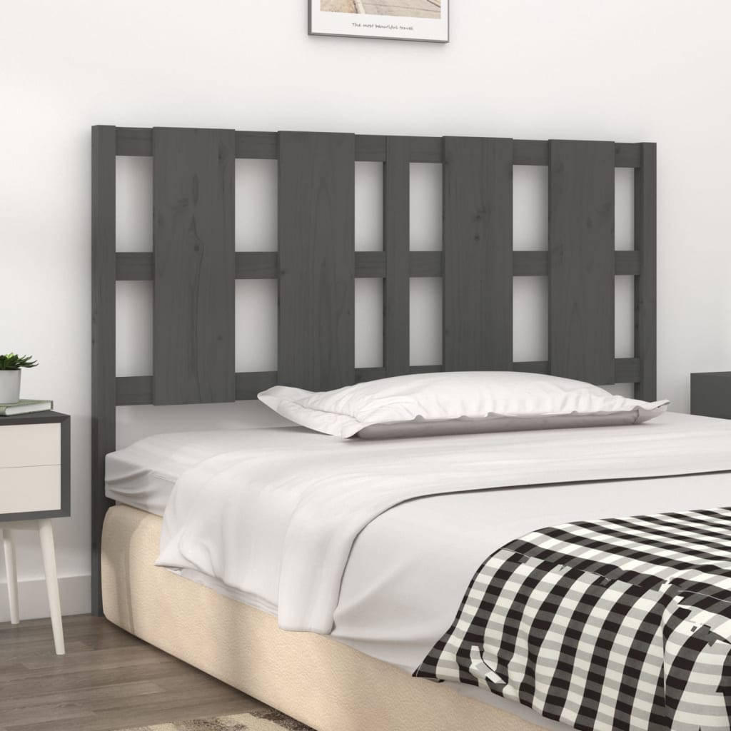Bed Headboard Grey 125.5x4x100 cm Solid Wood Pine