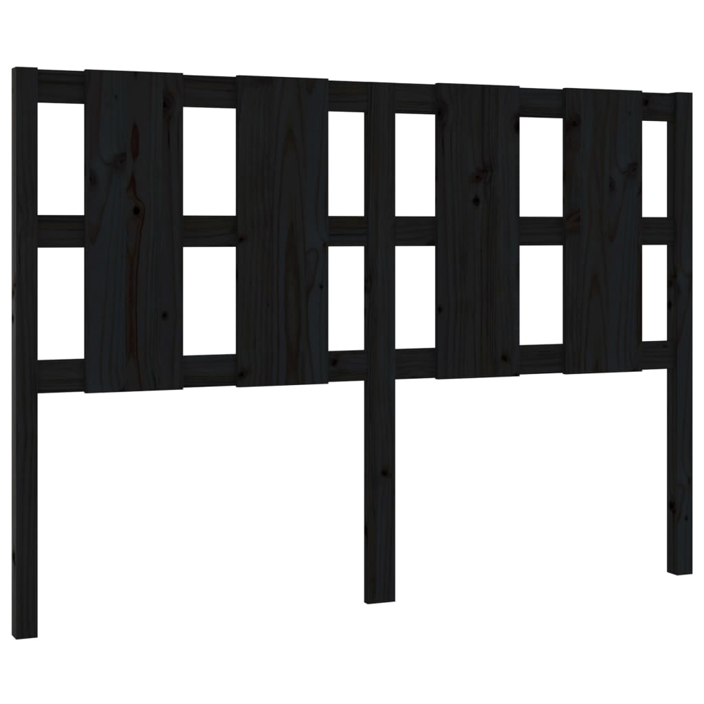 Bed Headboard Black 125.5x4x100 cm Solid Wood Pine