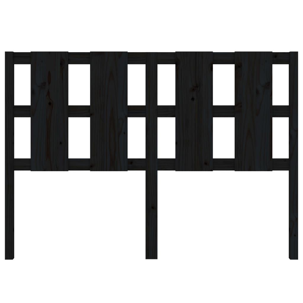 Bed Headboard Black 125.5x4x100 cm Solid Wood Pine
