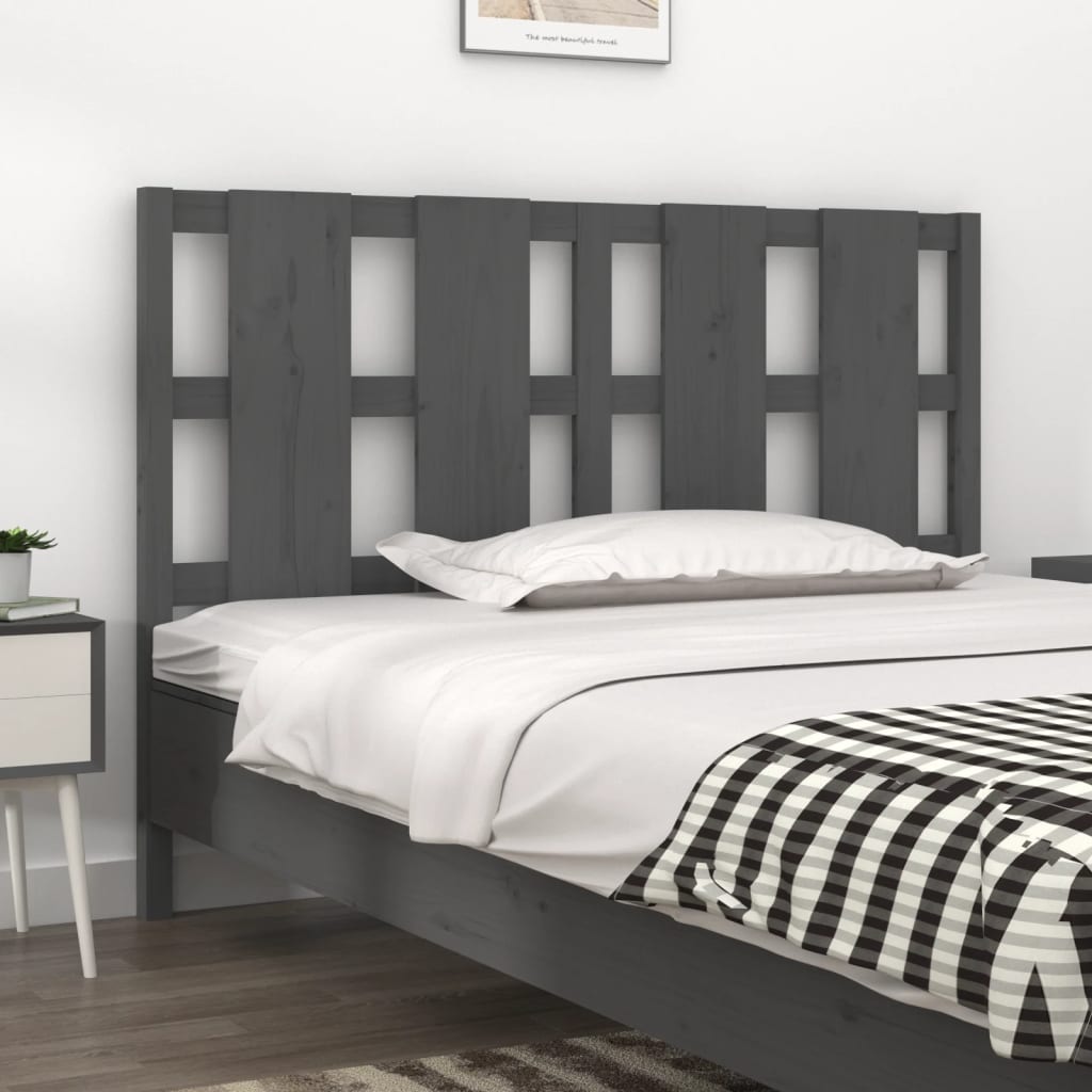 Bed Headboard Grey 145.5x4x100 cm Solid Wood Pine