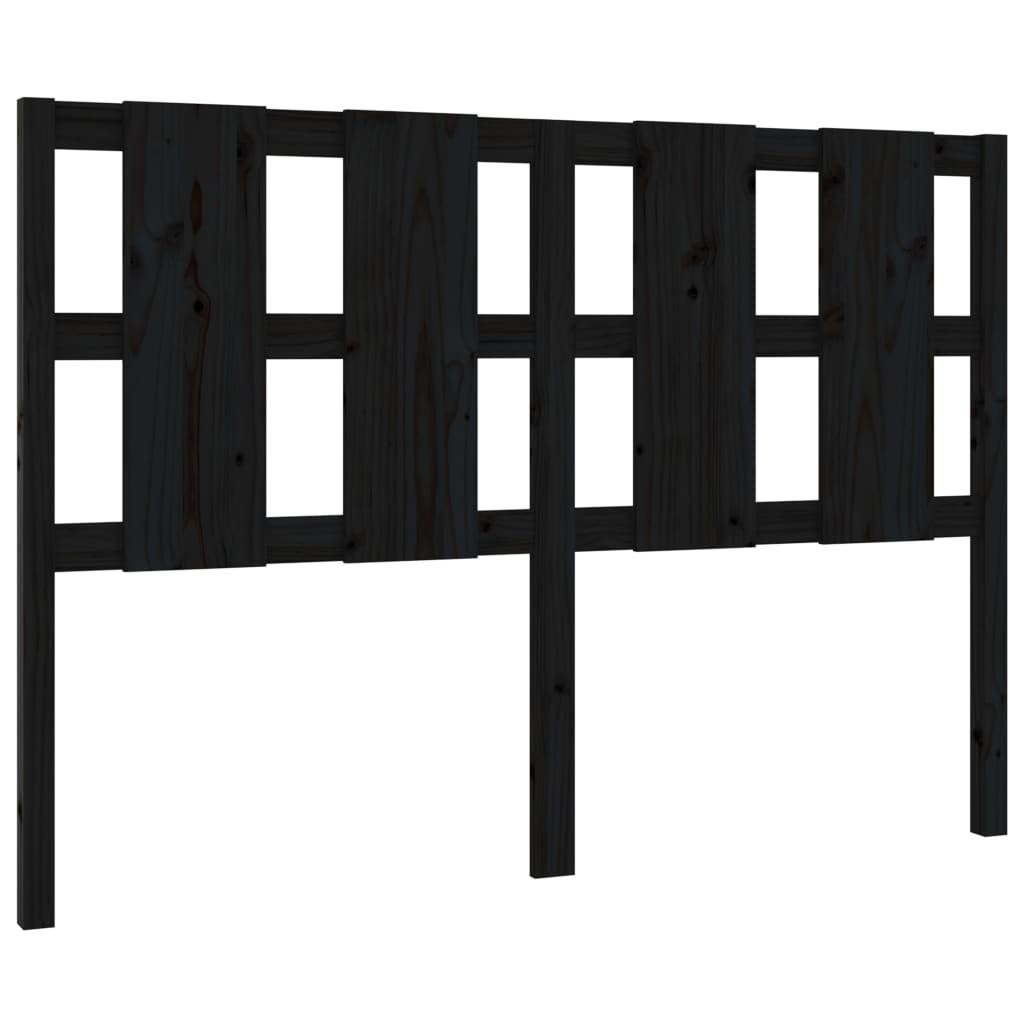 Bed Headboard Black 145.5x4x100 cm Solid Wood Pine