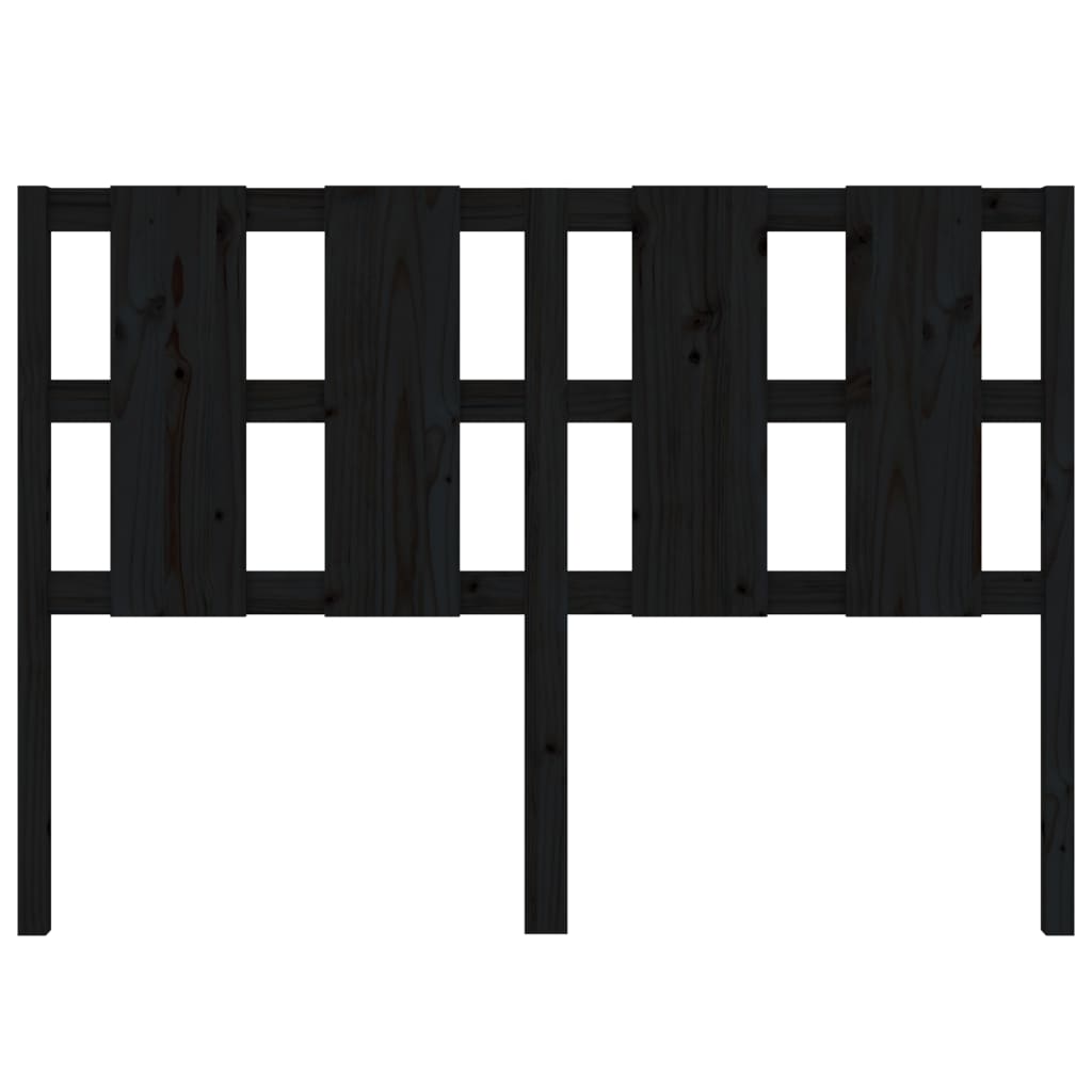 Bed Headboard Black 145.5x4x100 cm Solid Wood Pine