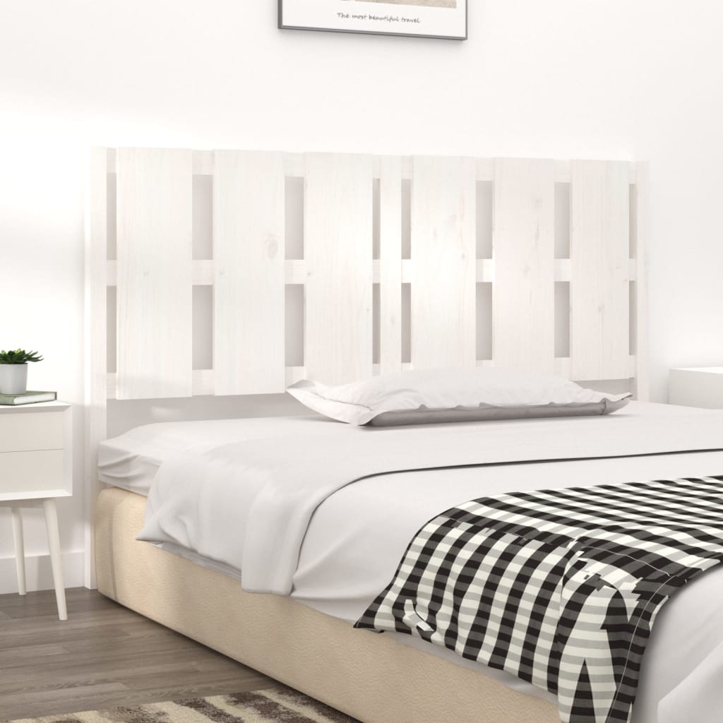 Bed Headboard White 155.5x4x100 cm Solid Wood Pine