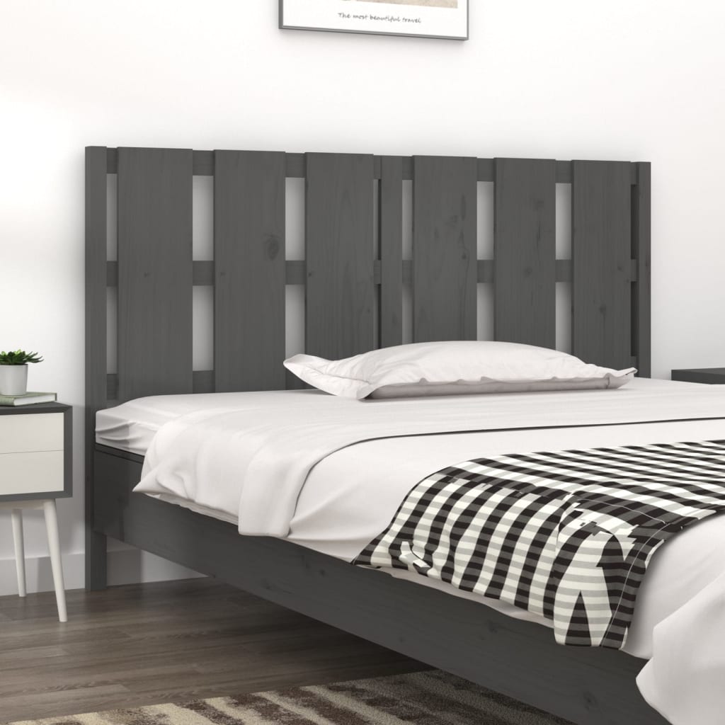 Bed Headboard Grey 155.5x4x100 cm Solid Wood Pine