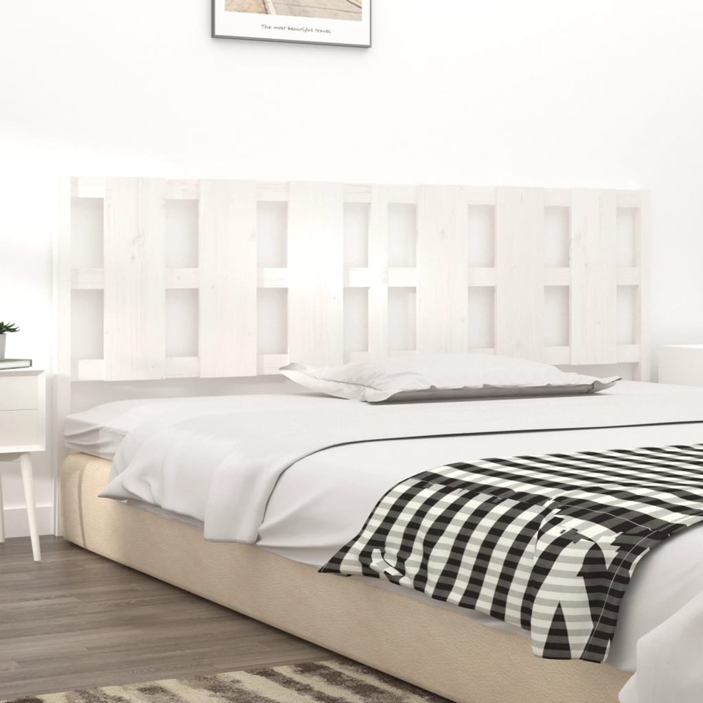 Bed Headboard White 205.5x4x100 cm Solid Wood Pine
