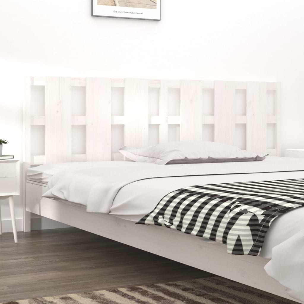 Bed Headboard White 205.5x4x100 cm Solid Wood Pine