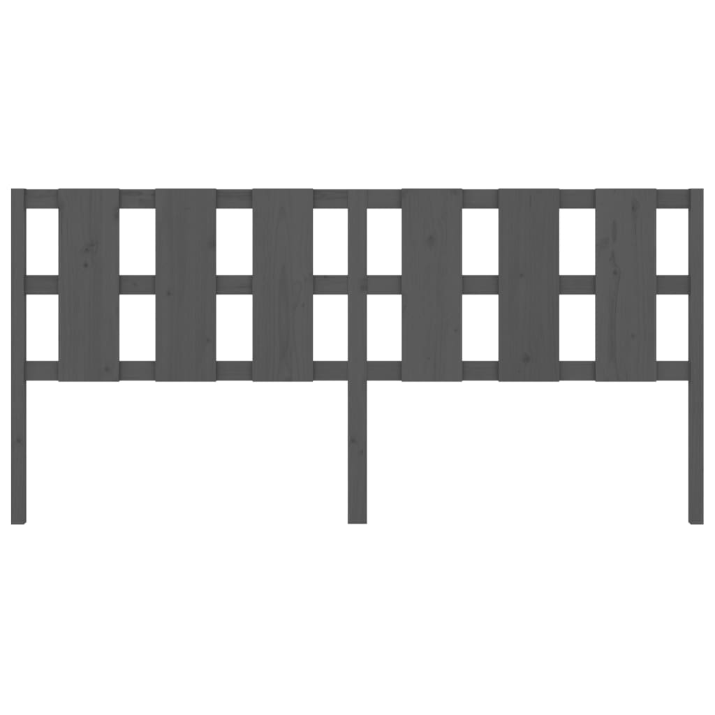 Bed Headboard Grey 205.5x4x100 cm Solid Wood Pine
