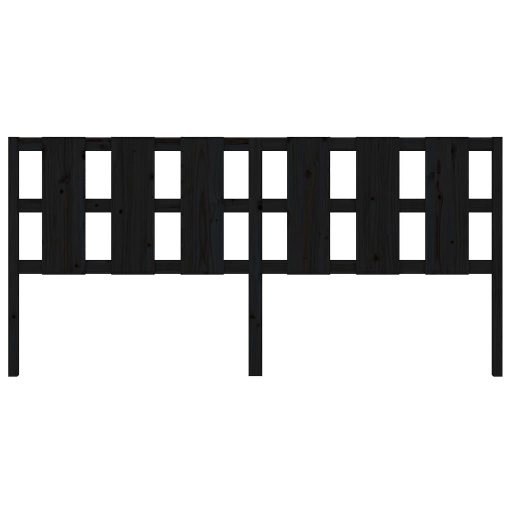 Bed Headboard Black 205.5x4x100 cm Solid Wood Pine