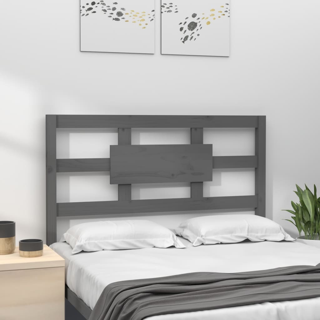 Bed Headboard Grey 80.5x4x100 cm Solid Wood Pine