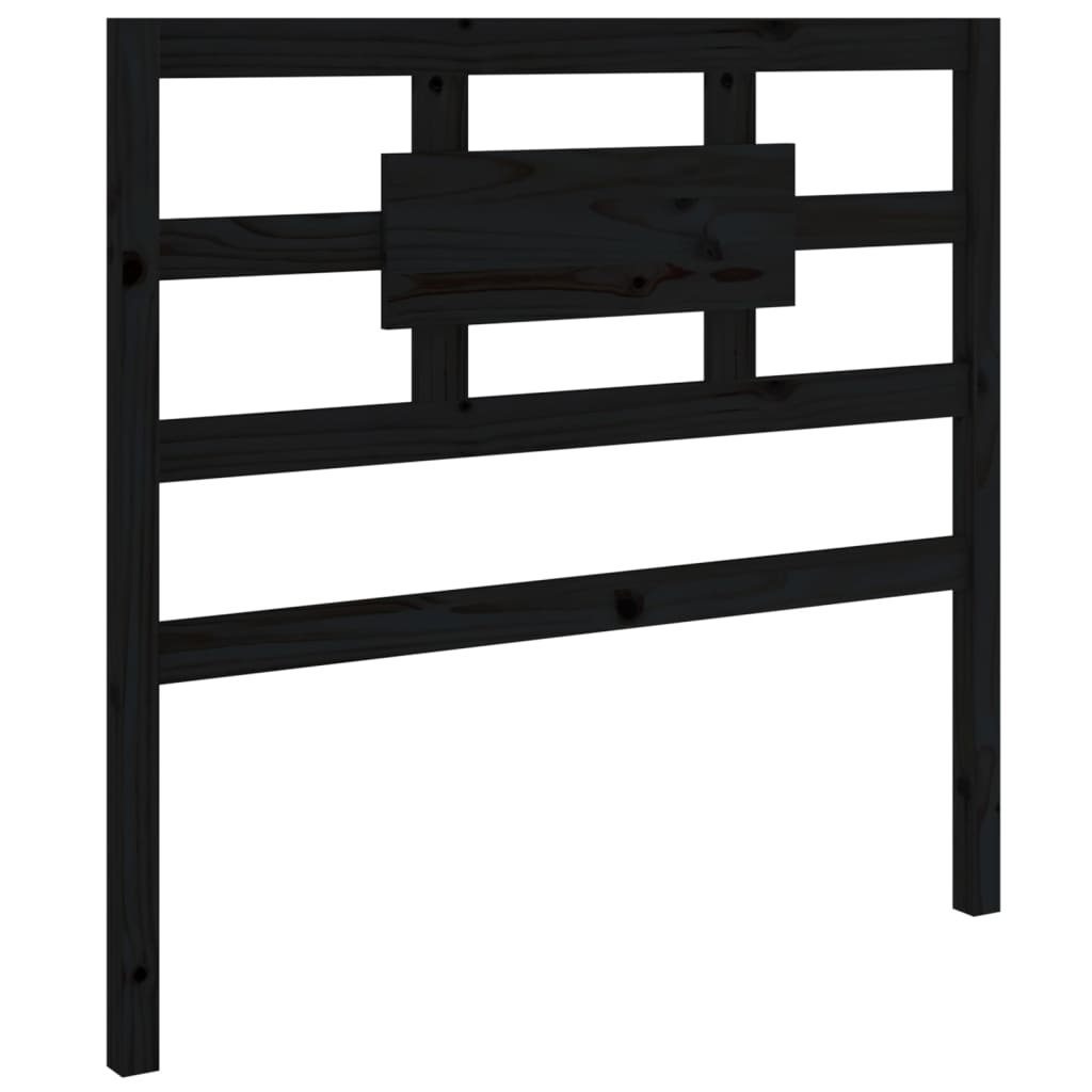 Bed Headboard Black 80.5x4x100 cm Solid Wood Pine