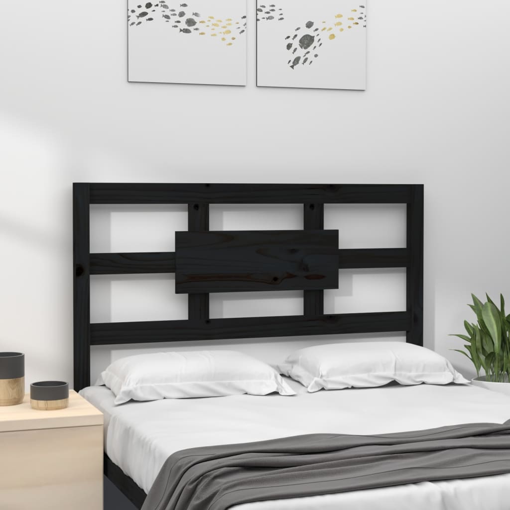 Bed Headboard Black 80.5x4x100 cm Solid Wood Pine