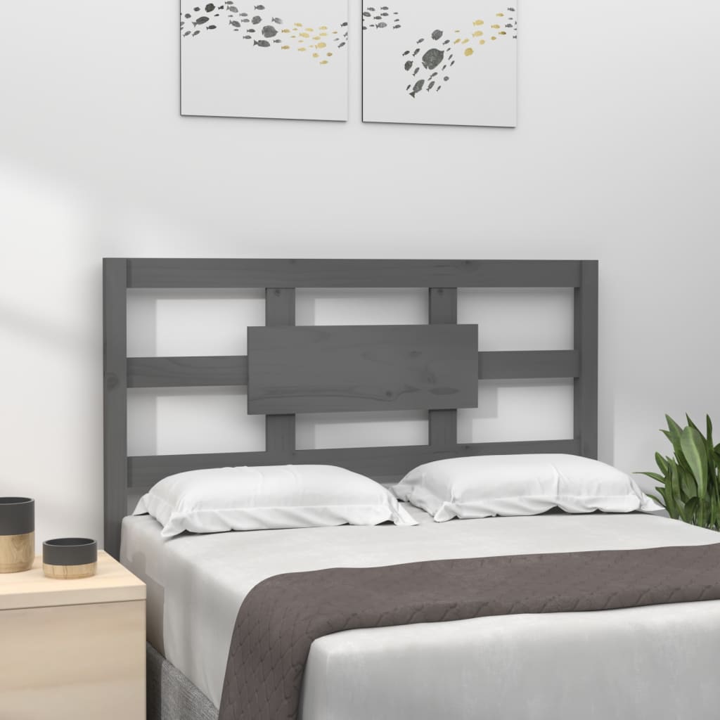 Bed Headboard Grey 105.5x4x100 cm Solid Wood Pine