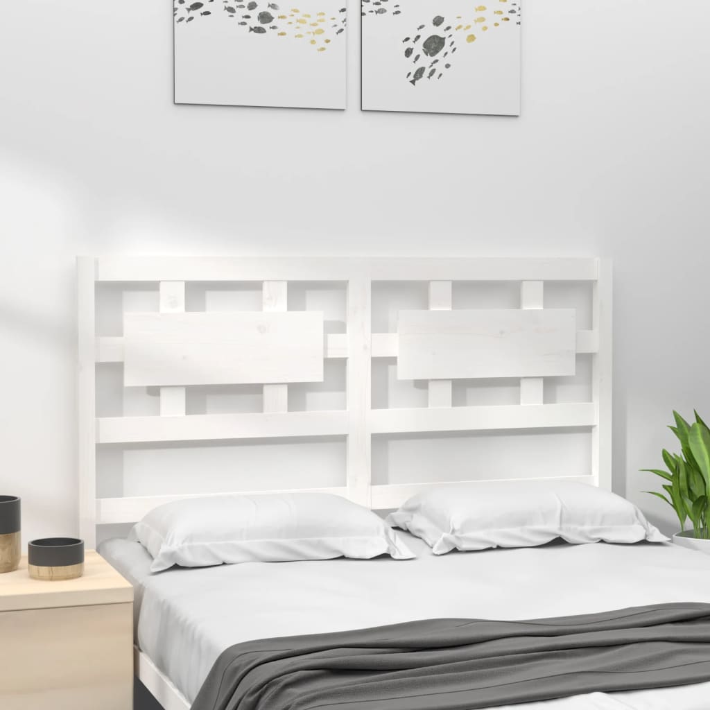 Bed Headboard White 125.5x4x100 cm Solid Wood Pine