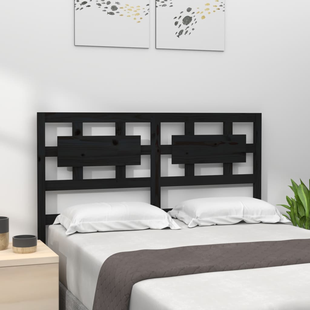 Bed Headboard Black 165.5x4x100 cm Solid Wood Pine