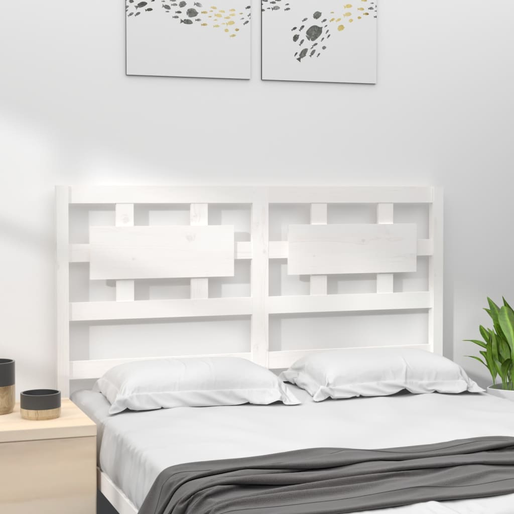 Bed Headboard White 205.5x4x100 cm Solid Wood Pine