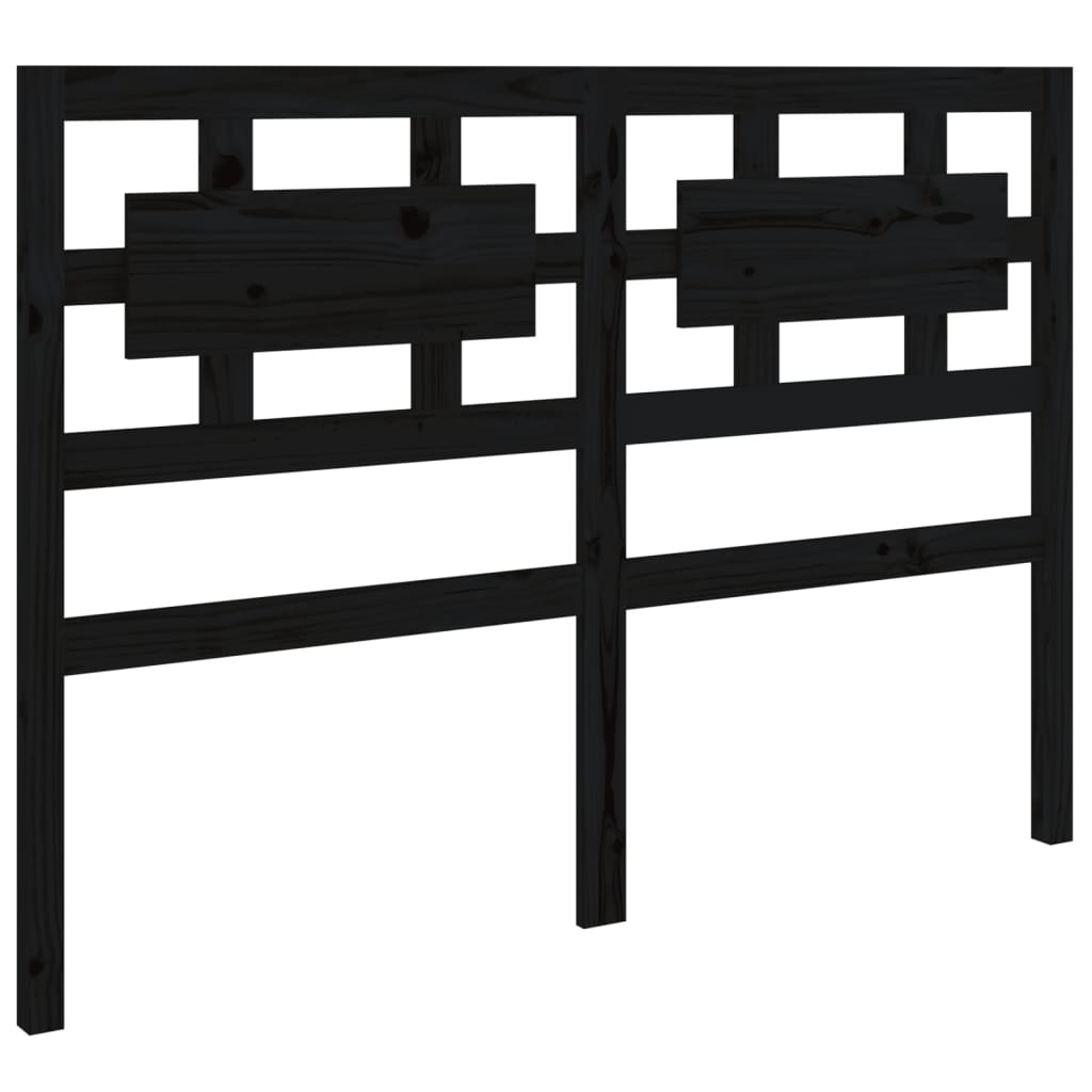 Bed Headboard Black 205.5x4x100 cm Solid Wood Pine