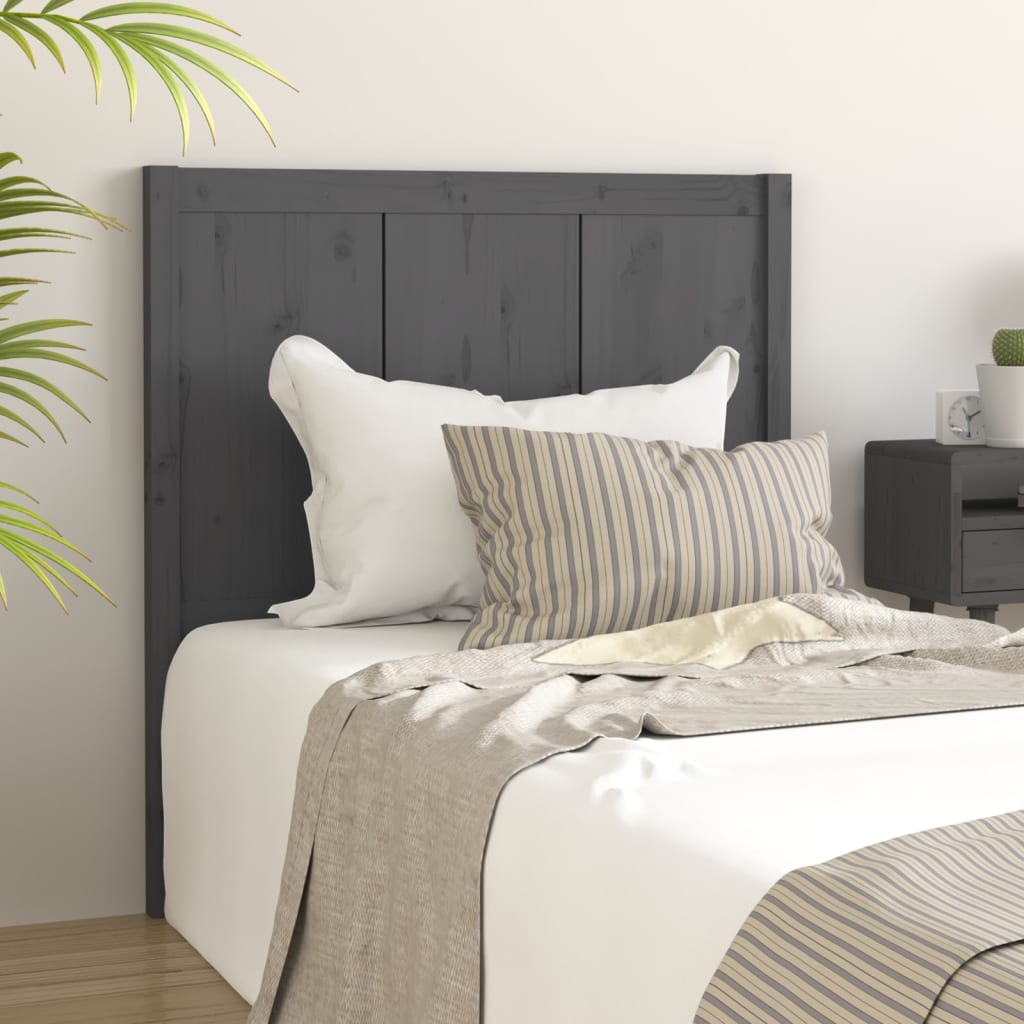 Bed Headboard Grey 80.5x4x100 cm Solid Pine Wood