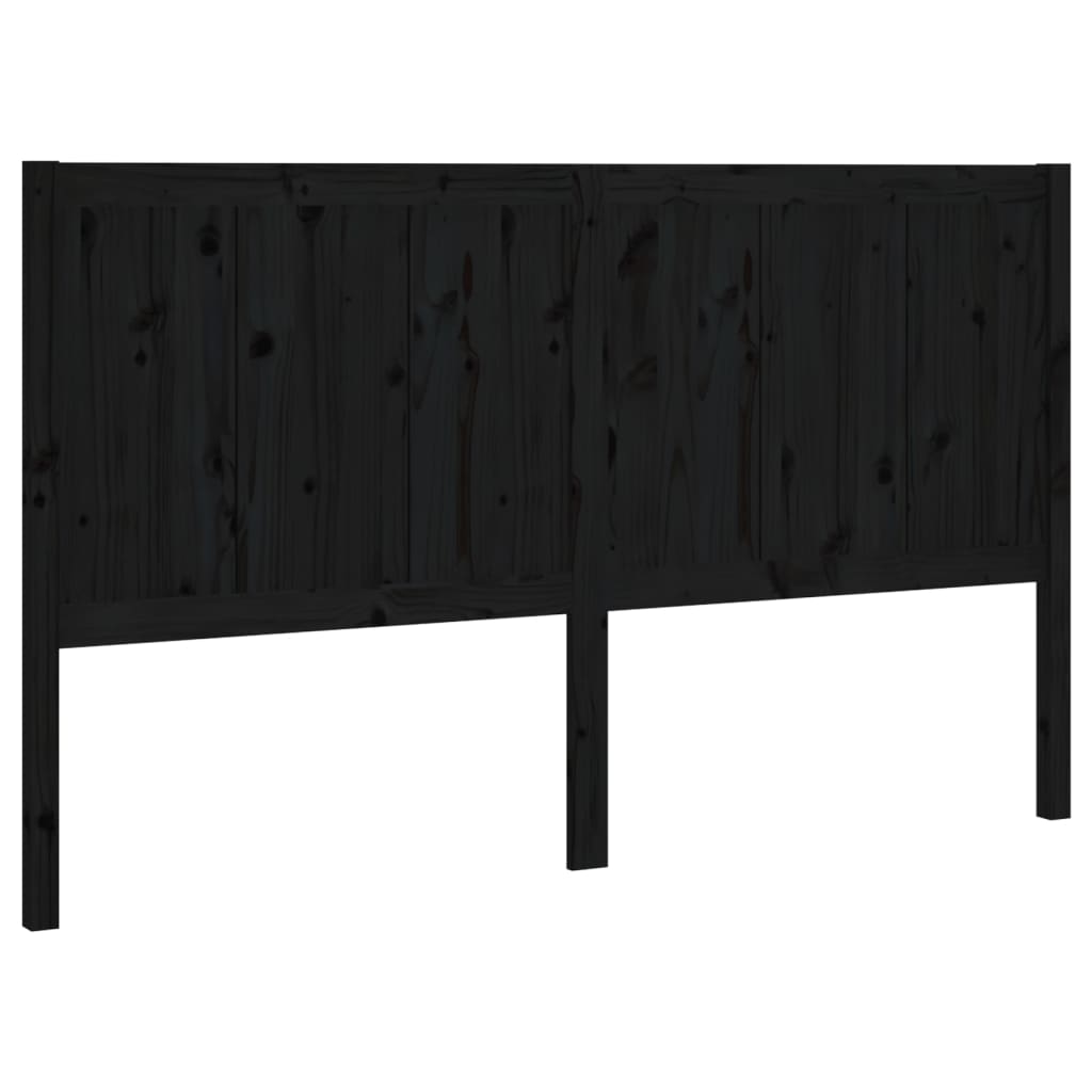 Bed Headboard Black 205.5x4x100 cm Solid Pine Wood