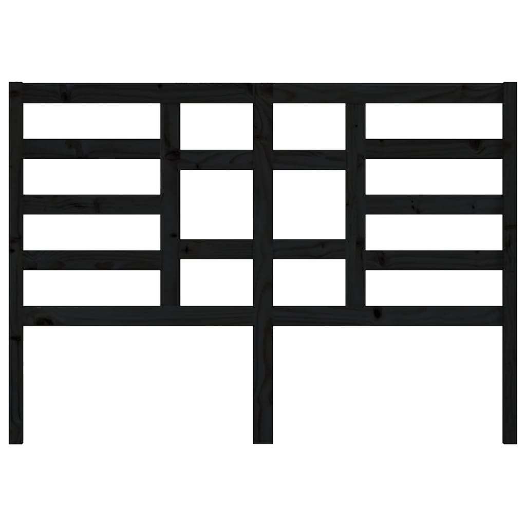 Bed Headboard Black 126x4x104 cm Solid Wood Pine