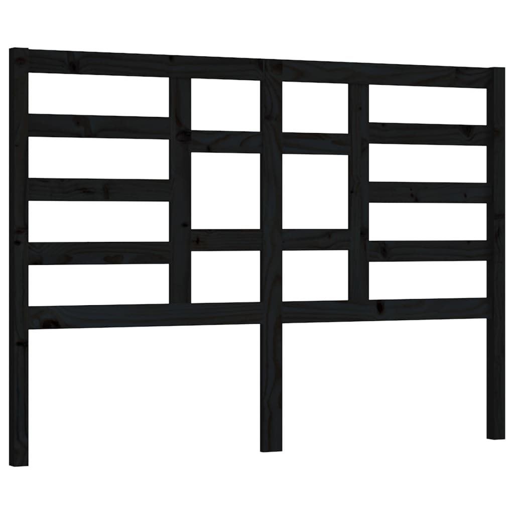 Bed Headboard Black 166x4x104 cm Solid Wood Pine