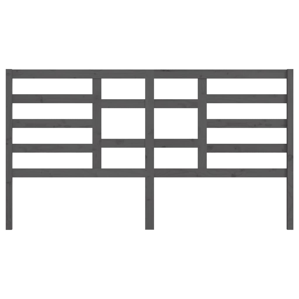 Bed Headboard Grey 206x4x104 cm Solid Wood Pine