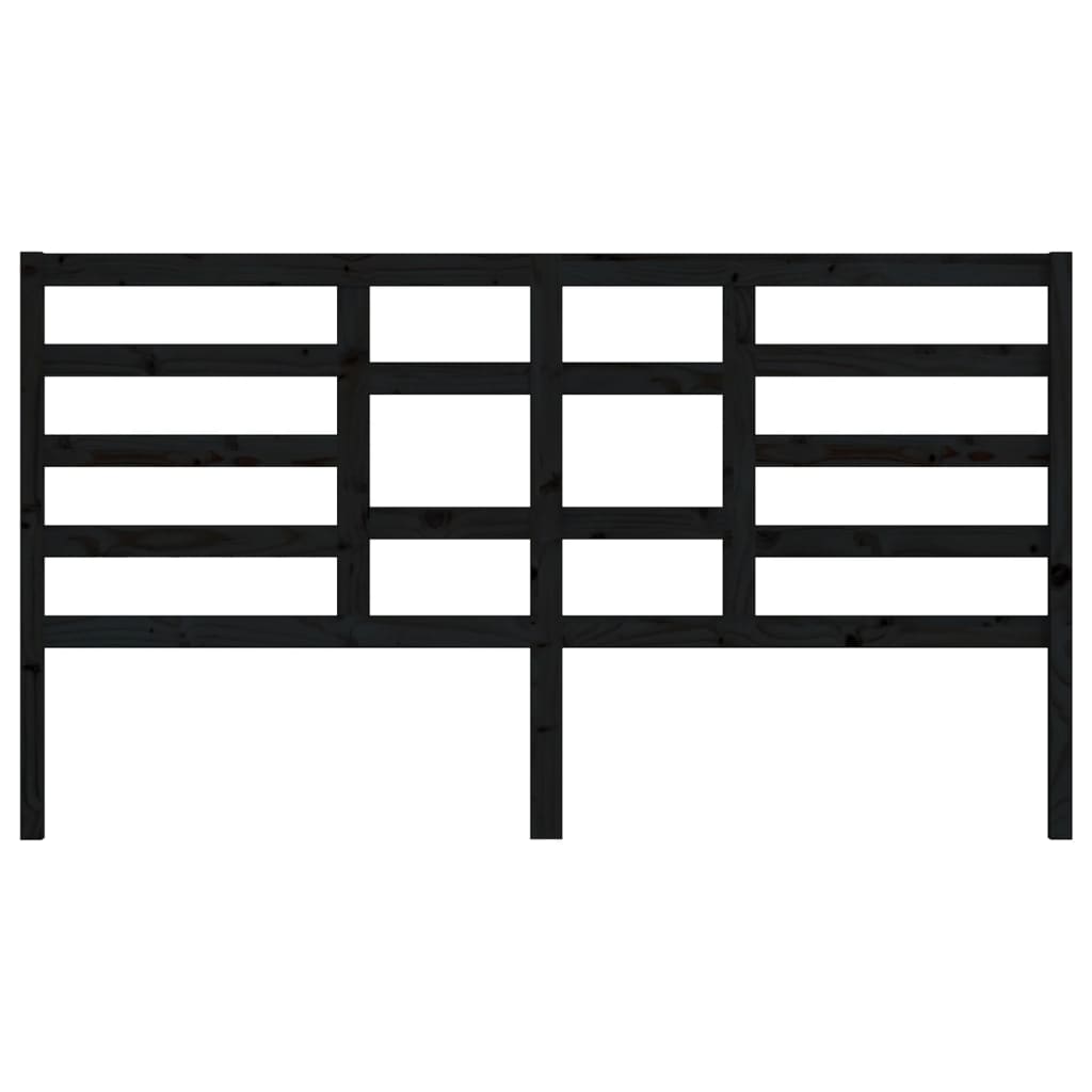 Bed Headboard Black 206x4x104 cm Solid Wood Pine