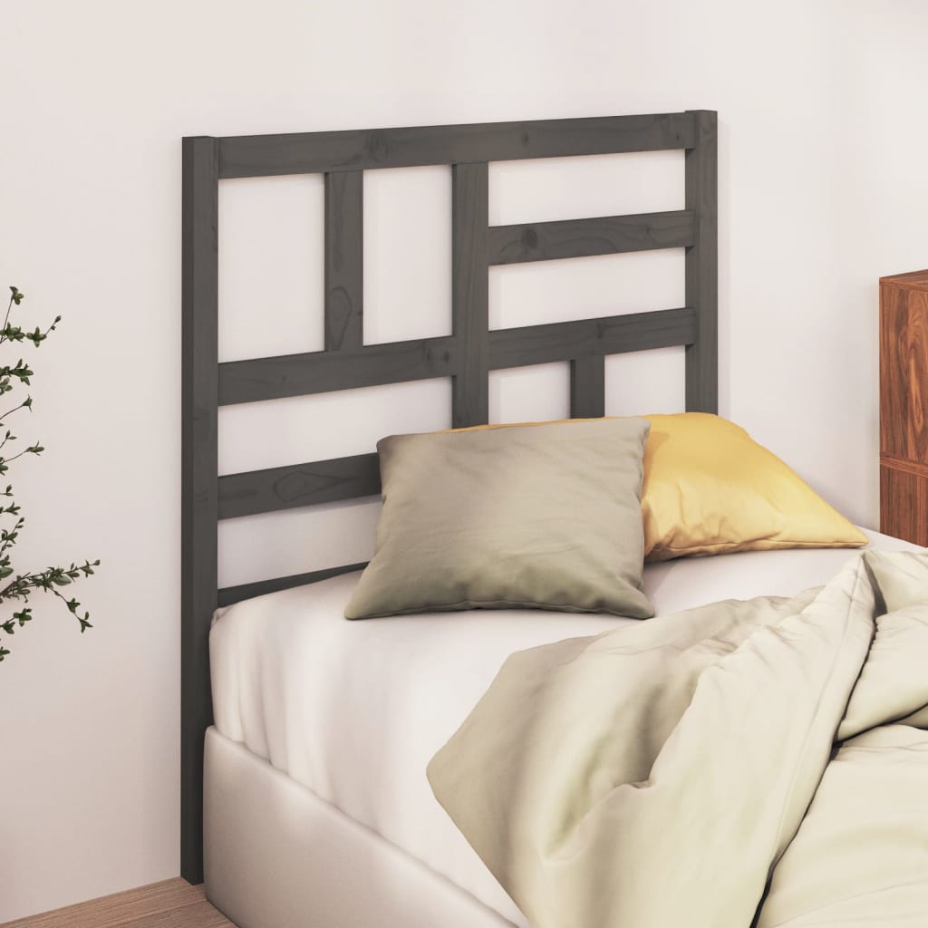 Bed Headboard Grey 81x4x104 cm Solid Wood Pine