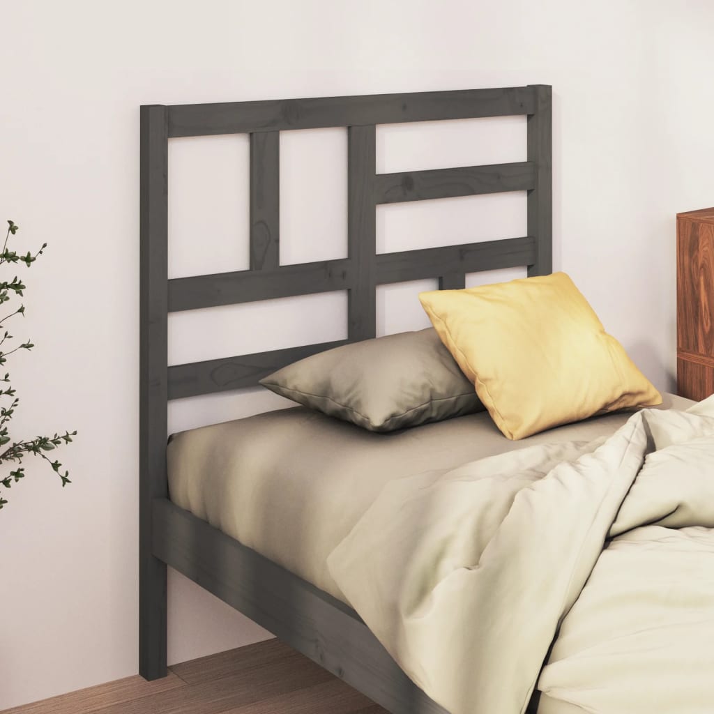 Bed Headboard Grey 96x4x104 cm Solid Wood Pine