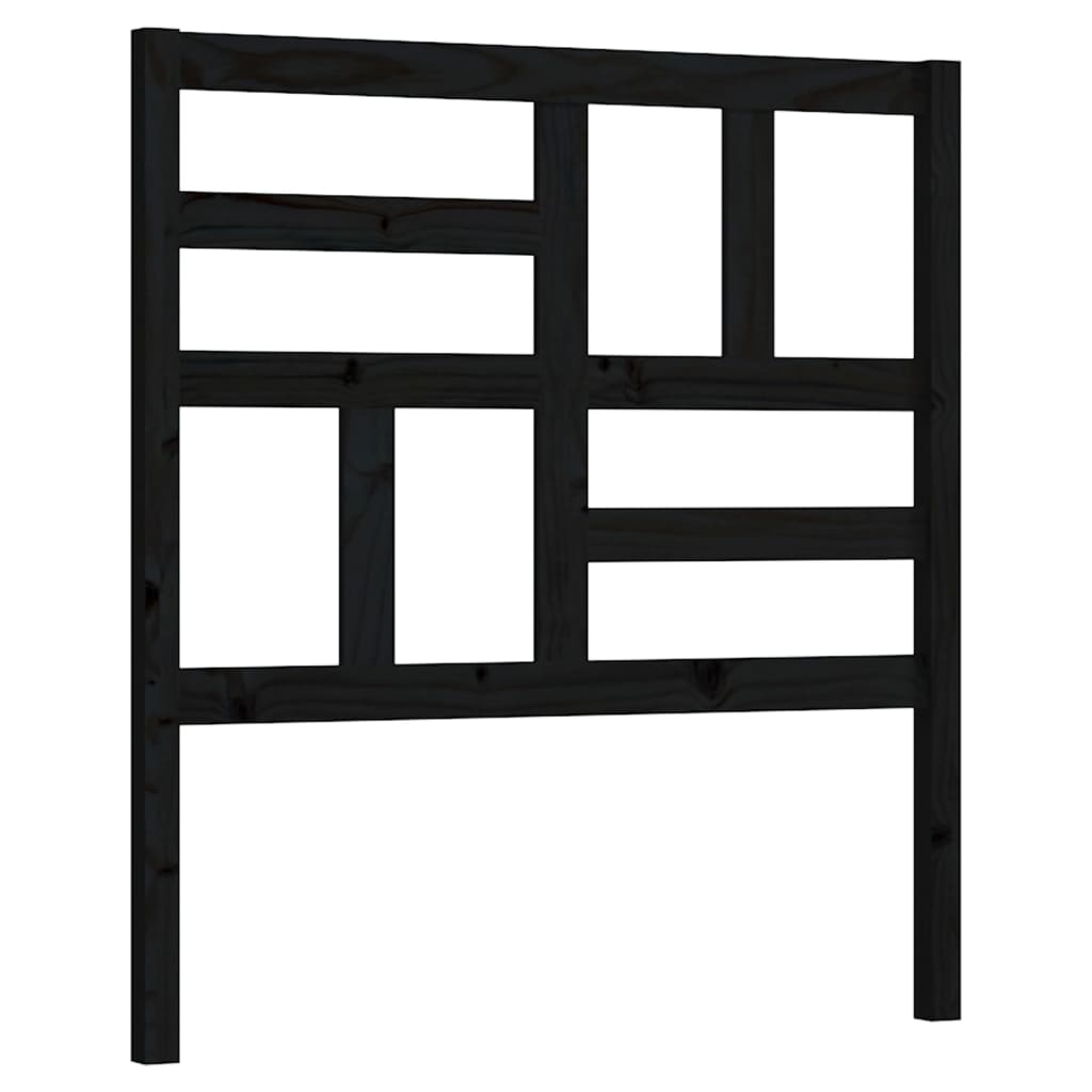 Bed Headboard Black 106x4x104 cm Solid Wood Pine