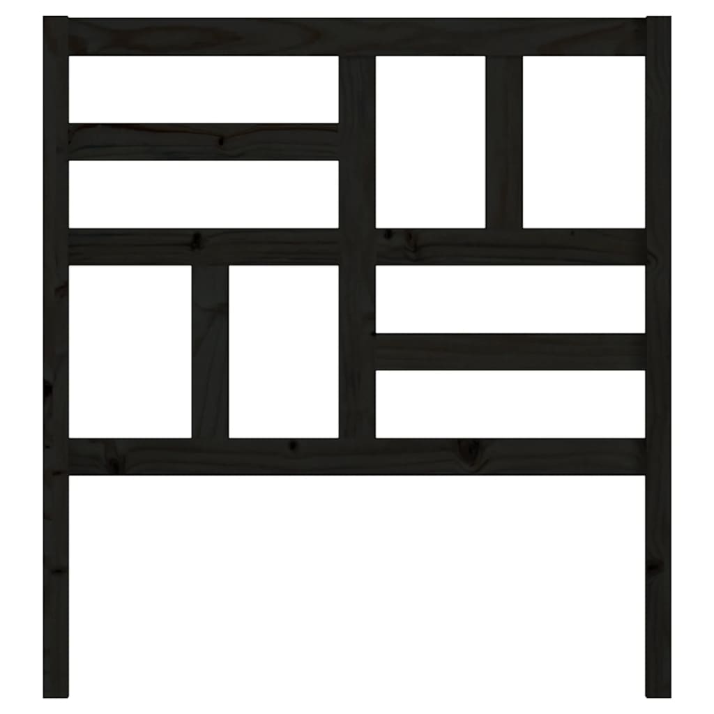 Bed Headboard Black 106x4x104 cm Solid Wood Pine