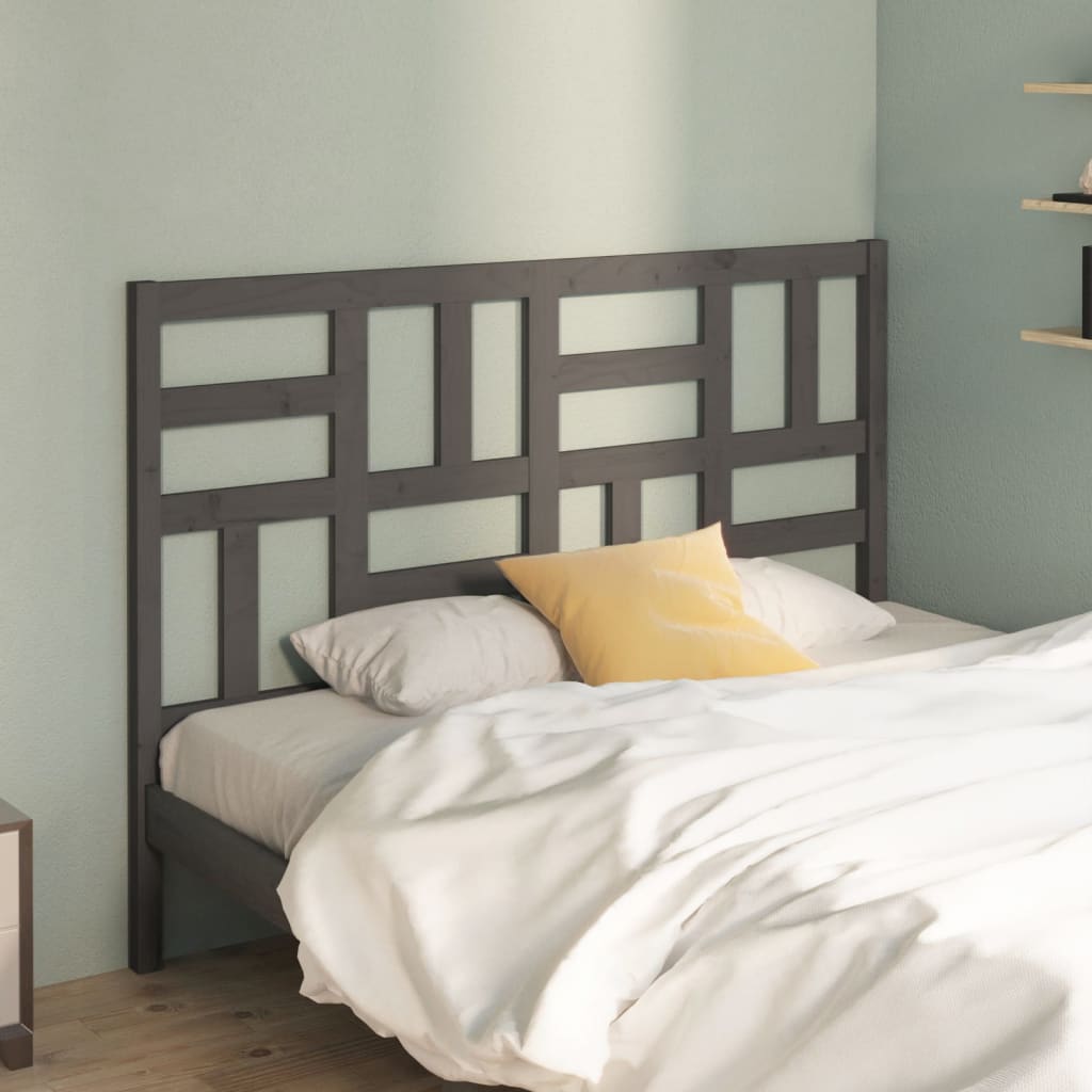 Bed Headboard Grey 126x4x104 cm Solid Wood Pine