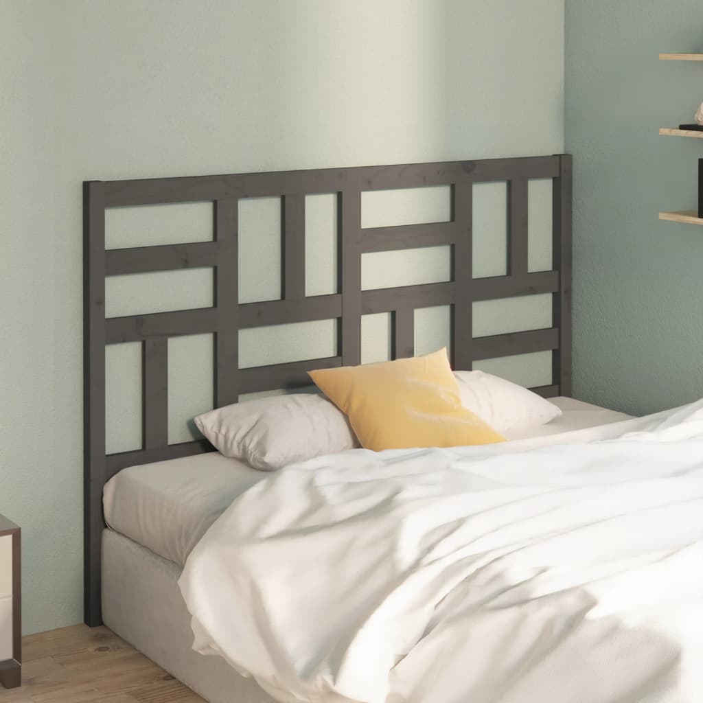 Bed Headboard Grey 126x4x104 cm Solid Wood Pine